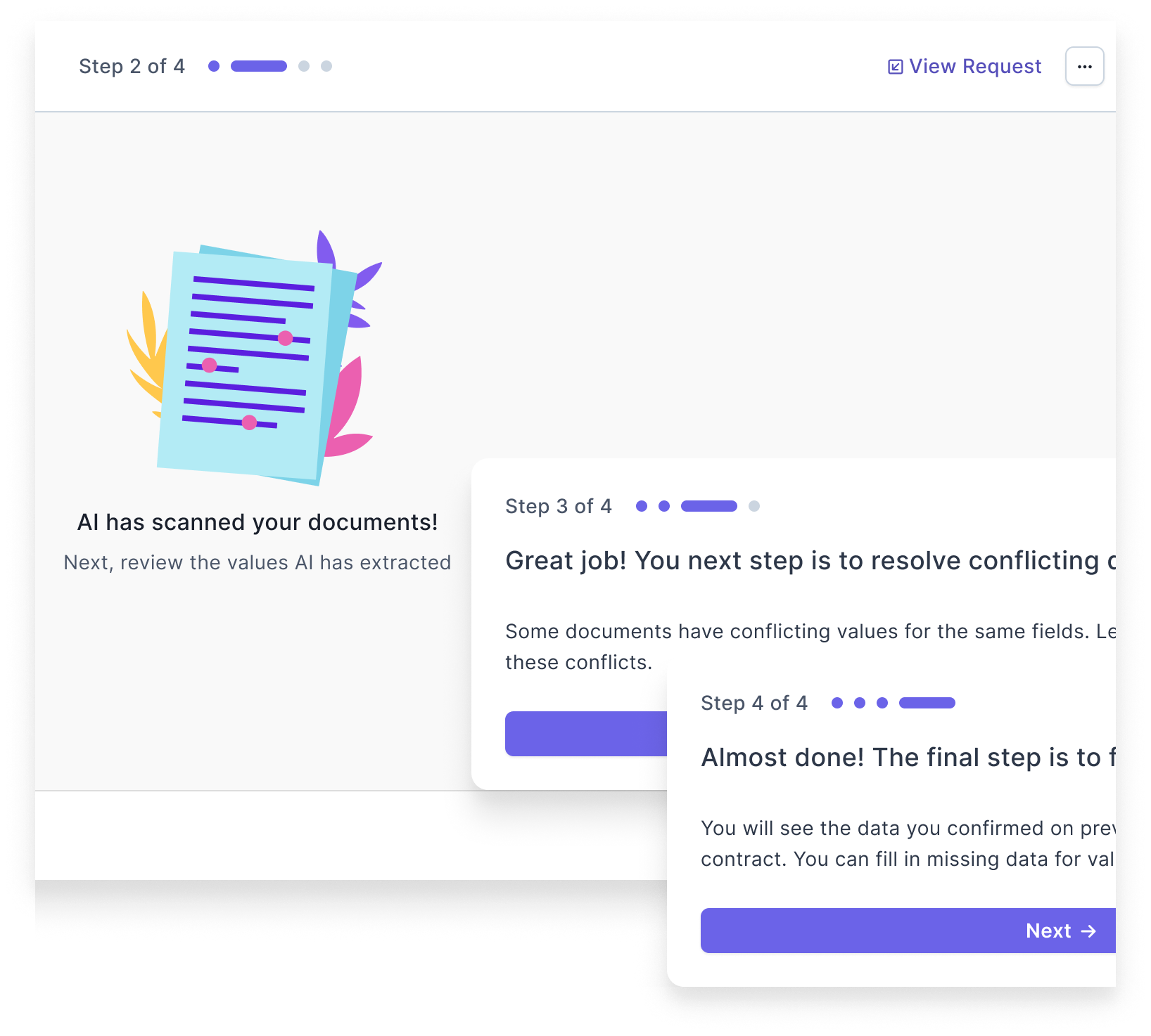 Screenshots of examples of the updated copy